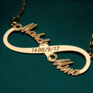 پلاک اسم مهدی ومینابا طرح بینهایت کد 328