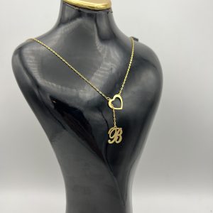 گردنبند قلبی با آویز حروف B